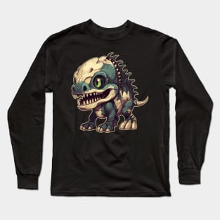 Envy Green Scary Chibi T-Rex Isometric Dinosaur Long Sleeve T-Shirt